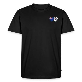 Cœur de drapeau de la Corée du Sud de la Nouvelle-Zélande - T-shirt Premium bio Homme - noir - Devant - Nico (187cm)
