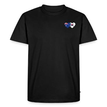 Australie Corée du Sud Flag Heart - T-shirt Premium bio Homme - noir - Devant - Nico (187cm)