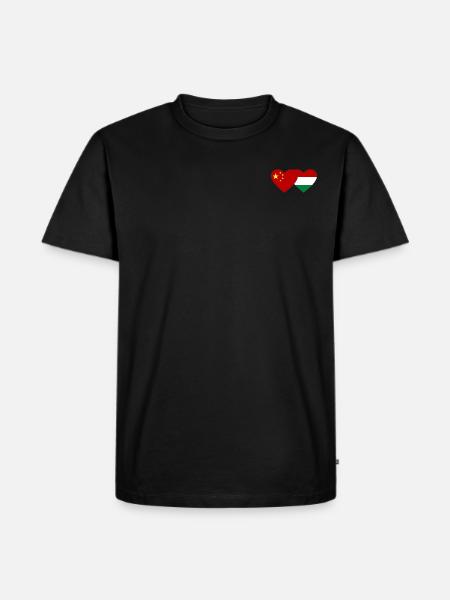 China Hungary Heart Flag - Men's Premium Organic T-Shirt - black