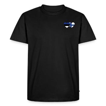 Finlande Estonie Drapeau Coeur - T-shirt Premium bio Homme - noir - Devant - Nico (187cm)