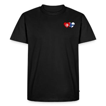 Tunisie Finlande Drapeau Coeur - T-shirt Premium bio Homme - noir - Devant - Nico (187cm)