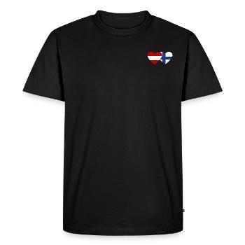 Autriche Finlande Drapeau Coeur - T-shirt Premium bio Homme - noir - Devant - Nico (187cm)