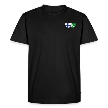 Finlande Pakistan Drapeau Coeur - T-shirt Premium bio Homme - noir - Devant - Nico (187cm)