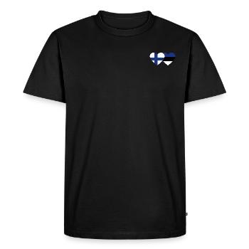 Finlande Estonie Drapeau Coeur - T-shirt Premium bio Homme - noir - Devant - Nico (187cm)