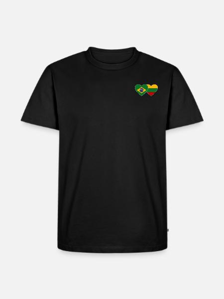 Brazil Lithuania Flag Heart - Men's Premium Organic T-Shirt - black