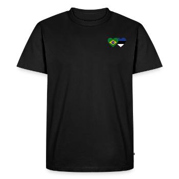 Brésil Estonie Drapeau Coeur - T-shirt Premium bio Homme - noir - Devant - Nico (187cm)