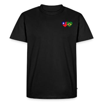 Taiwan Brazil Flag Heart - Men's Premium Organic T-Shirt - black - Front - Nico (187cm)