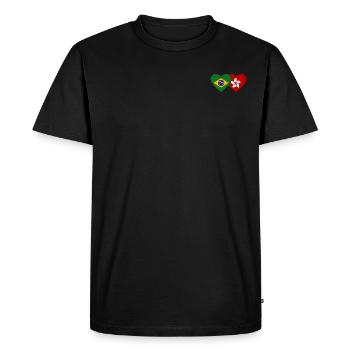 Brésil Cœur de drapeau de Hong Kong - T-shirt Premium bio Homme - noir - Devant - Nico (187cm)