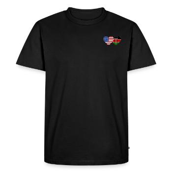 États-Unis Kenya Flag Heart - T-shirt Premium bio Homme - noir - Devant - Nico (187cm)
