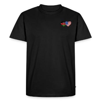 Kenya USA Flag Heart - T-shirt Premium bio Homme - noir - Devant - Nico (187cm)