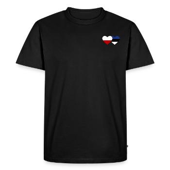 Pologne Estonie drapeau coeur - T-shirt Premium bio Homme - noir - Devant - Nico (187cm)