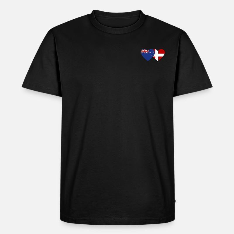 Neuseeland Dänemark Flagge Herz - Männer Premium Bio T-Shirt - Schwarz