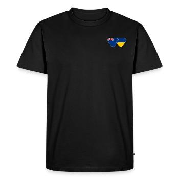 Nouvelle-Zélande Ukraine Drapeau Coeur - T-shirt Premium bio Homme - noir - Devant - Nico (187cm)