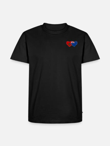 Marokko Neuseeland Flagge Herz - Männer Premium Bio T-Shirt - Schwarz