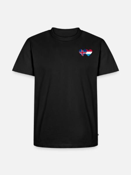 Iceland Luxembourg Flag Heart - Men's Premium Organic T-Shirt - black