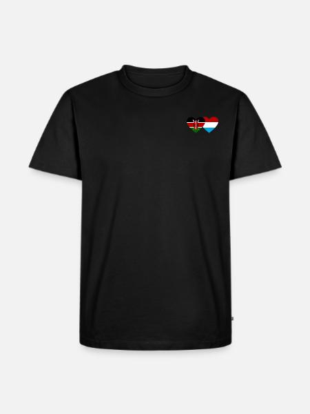 Kenya Luxembourg Flag Heart - Men's Premium Organic T-Shirt - black