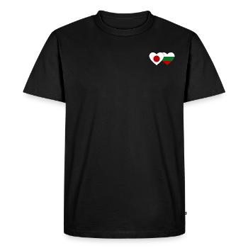 Japan Bulgaria flag heart - Men's Premium Organic T-Shirt - black - Front - Nico (187cm)