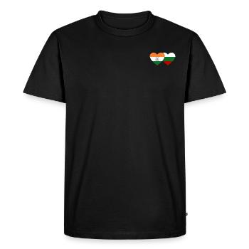 India Bulgaria Flag Heart - Men's Premium Organic T-Shirt - black - Front - Nico (187cm)