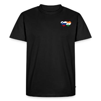 Slovenia India Flag Heart - Men's Premium Organic T-Shirt - black - Front - Nico (187cm)