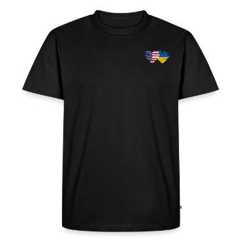 USA Ukraine flag heart used - Men's Premium Organic T-Shirt - black - Front - Nico (187cm)