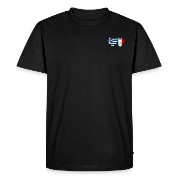 Greece France flag heart used - Men's Premium Organic T-Shirt - black - Front - Nico (187cm)