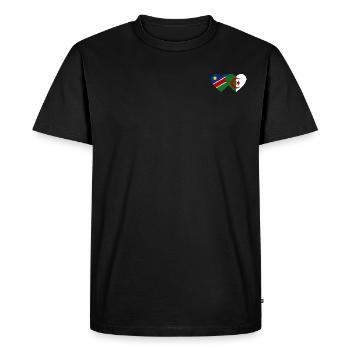 Namibie Algérie Drapeau Coeur - T-shirt Premium bio Homme - noir - Devant - Nico (187cm)