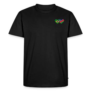 Brazil Namibia Flag Heart - Men's Premium Organic T-Shirt - black - Front - Nico (187cm)