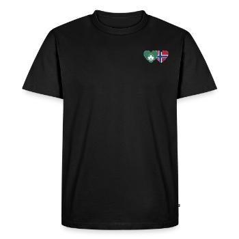 Macau Norway Flag Heart - Men's Premium Organic T-Shirt - black - Front - Nico (187cm)