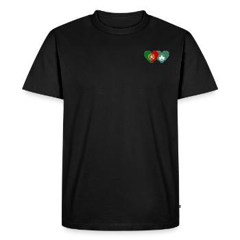 Portugal Macau Flag Heart - Men's Premium Organic T-Shirt - black - Front - Nico (187cm)