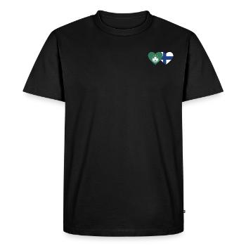 Macau Finland Flag Heart - Men's Premium Organic T-Shirt - black - Front - Nico (187cm)