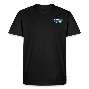 Finland Macau Flag Heart - Men's Premium Organic T-Shirt - black - Front - Nico (187cm)