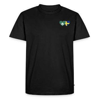 Macau Sweden flag heart - Men's Premium Organic T-Shirt - black - Front - Nico (187cm)