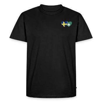 Suède Cœur de drapeau de Macao - T-shirt Premium bio Homme - noir - Devant - Nico (187cm)