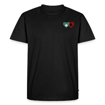 Macau Albania Flag Heart - Men's Premium Organic T-Shirt - black - Front - Nico (187cm)