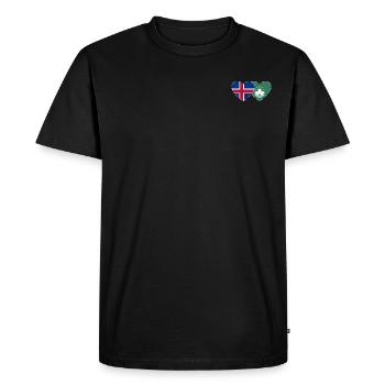 Iceland Macau Flag Heart - Men's Premium Organic T-Shirt - black - Front - Nico (187cm)