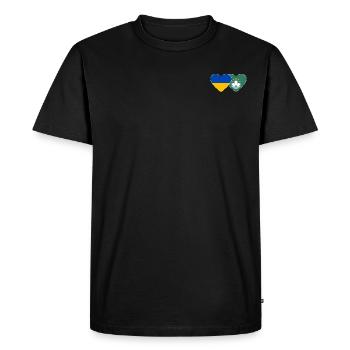 Ukraine Macau Flag Heart - Men's Premium Organic T-Shirt - black - Front - Nico (187cm)