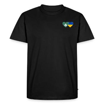 Macau Ukraine Flag Heart - Men's Premium Organic T-Shirt - black - Front - Nico (187cm)