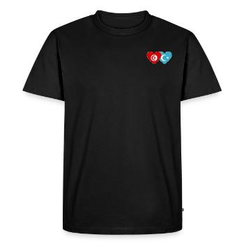 Tunisia Uyghurs Flag Heart - Men's Premium Organic T-Shirt - black - Front - Nico (187cm)