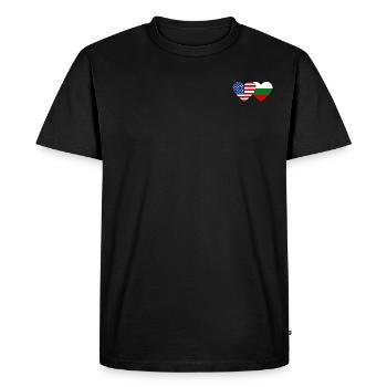 USA Bulgaria Flag Heart - Men's Premium Organic T-Shirt - black - Front - Nico (187cm)