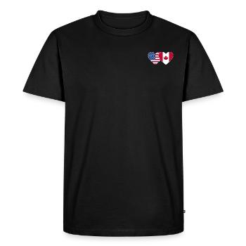 USA Canada Flag Heart - Men's Premium Organic T-Shirt - black - Front - Nico (187cm)