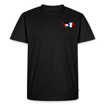 Palestine France Drapeau Coeur - T-shirt Premium bio Homme - noir - Devant - Nico (187cm)