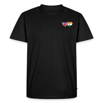 Angleterre Inde drapeau coeur - T-shirt Premium bio Homme - noir - Devant - Nico (187cm)