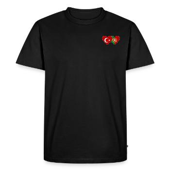 Turkey Portugal Flag Heart - Men's Premium Organic T-Shirt - black - Front - Nico (187cm)