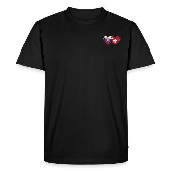 Slovakia Switzerland Flag Heart Used - Men's Premium Organic T-Shirt - black - Front - Nico (187cm)