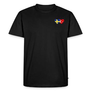 Sweden Turkey Flag Heart - Men's Premium Organic T-Shirt - black - Front - Nico (187cm)
