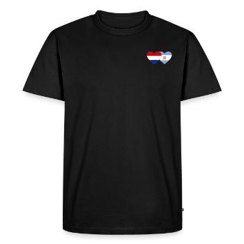 Hollande Argentine Drapeau Coeur - T-shirt Premium bio Homme - noir - Devant - Nico (187cm)
