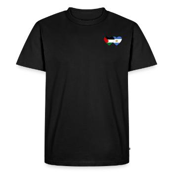 Palestine Argentine Drapeau Coeur - T-shirt Premium bio Homme - noir - Devant - Nico (187cm)