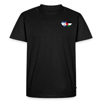 Argentina Palestine Flag Heart Used - Men's Premium Organic T-Shirt - black - Front - Nico (187cm)