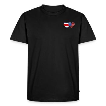 Costa Rica USA flag heart - Men's Premium Organic T-Shirt - black - Front - Nico (187cm)
