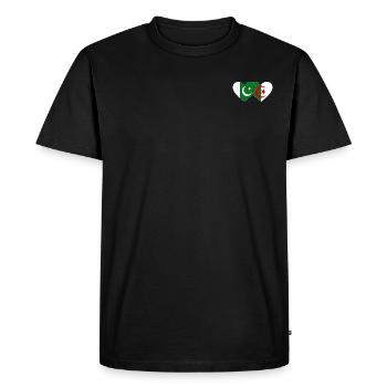 Pakistan Algérie Drapeau Coeur - T-shirt Premium bio Homme - noir - Devant - Nico (187cm)